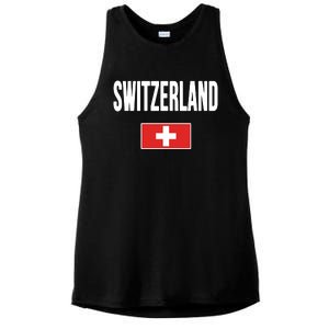 Switzerland Swiss Flag Ladies PosiCharge Tri-Blend Wicking Tank