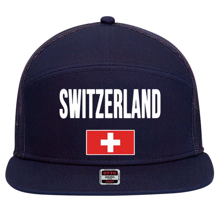 Switzerland Swiss Flag 7 Panel Mesh Trucker Snapback Hat