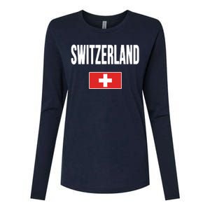 Switzerland Swiss Flag Womens Cotton Relaxed Long Sleeve T-Shirt