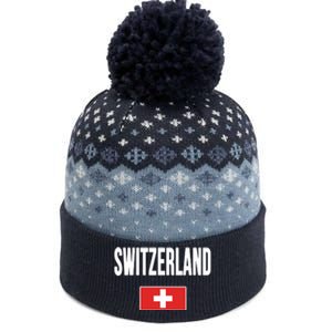 Switzerland Swiss Flag The Baniff Cuffed Pom Beanie