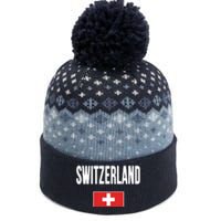 Switzerland Swiss Flag The Baniff Cuffed Pom Beanie