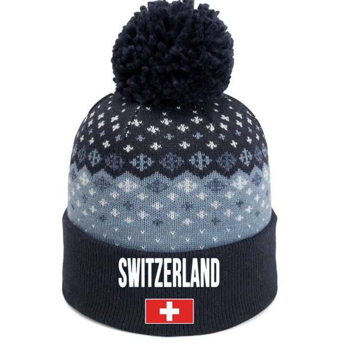 Switzerland Swiss Flag The Baniff Cuffed Pom Beanie