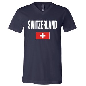 Switzerland Swiss Flag V-Neck T-Shirt