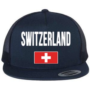 Switzerland Swiss Flag Flat Bill Trucker Hat