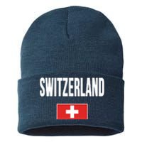 Switzerland Swiss Flag Sustainable Knit Beanie