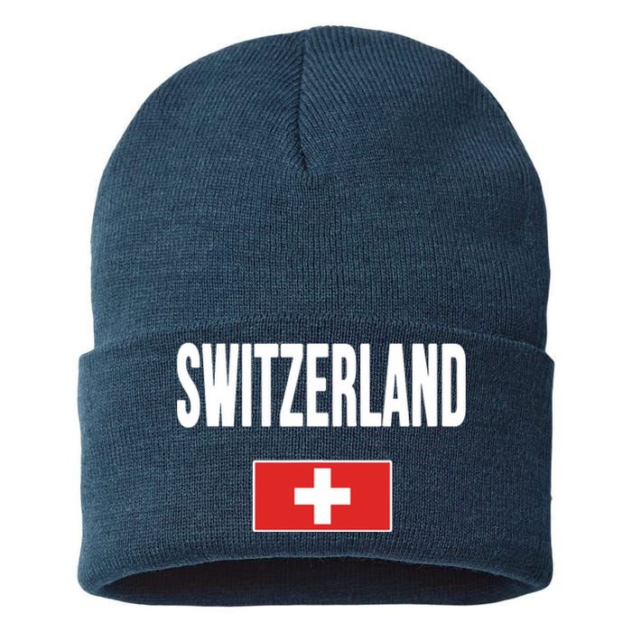 Switzerland Swiss Flag Sustainable Knit Beanie