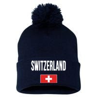 Switzerland Swiss Flag Pom Pom 12in Knit Beanie