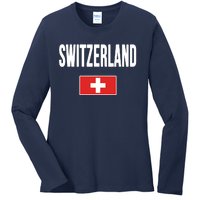 Switzerland Swiss Flag Ladies Long Sleeve Shirt