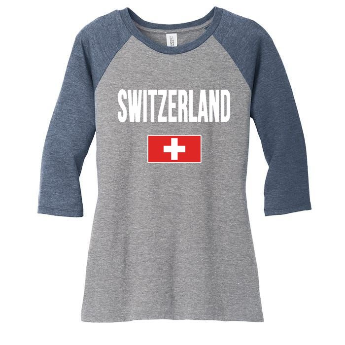 Switzerland Swiss Flag Women's Tri-Blend 3/4-Sleeve Raglan Shirt