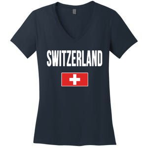 Switzerland Swiss Flag Women's V-Neck T-Shirt