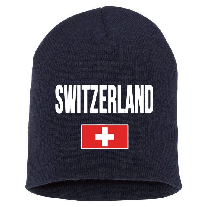 Switzerland Swiss Flag Short Acrylic Beanie