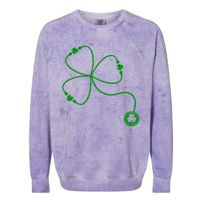 Shamrock Stethoscope For St Patricks Day Nurse In Hospital Gift Colorblast Crewneck Sweatshirt