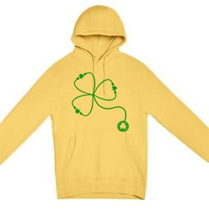 Shamrock Stethoscope For St Patricks Day Nurse In Hospital Gift Premium Pullover Hoodie