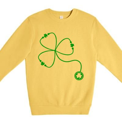 Shamrock Stethoscope For St Patricks Day Nurse In Hospital Gift Premium Crewneck Sweatshirt