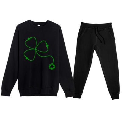 Shamrock Stethoscope For St Patricks Day Nurse In Hospital Gift Premium Crewneck Sweatsuit Set