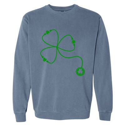 Shamrock Stethoscope For St Patricks Day Nurse In Hospital Gift Garment-Dyed Sweatshirt