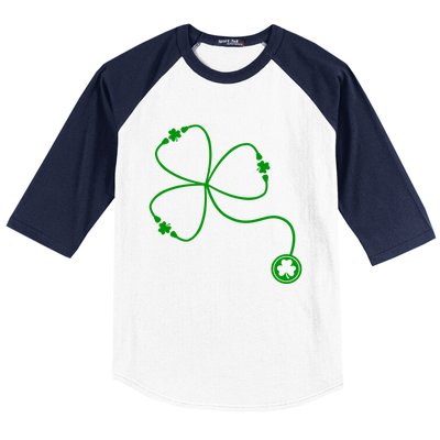 Shamrock Stethoscope For St Patricks Day Nurse In Hospital Gift Baseball Sleeve Shirt