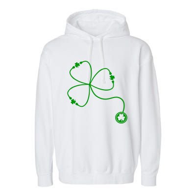 Shamrock Stethoscope For St Patricks Day Nurse In Hospital Gift Garment-Dyed Fleece Hoodie