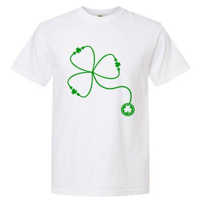 Shamrock Stethoscope For St Patricks Day Nurse In Hospital Gift Garment-Dyed Heavyweight T-Shirt