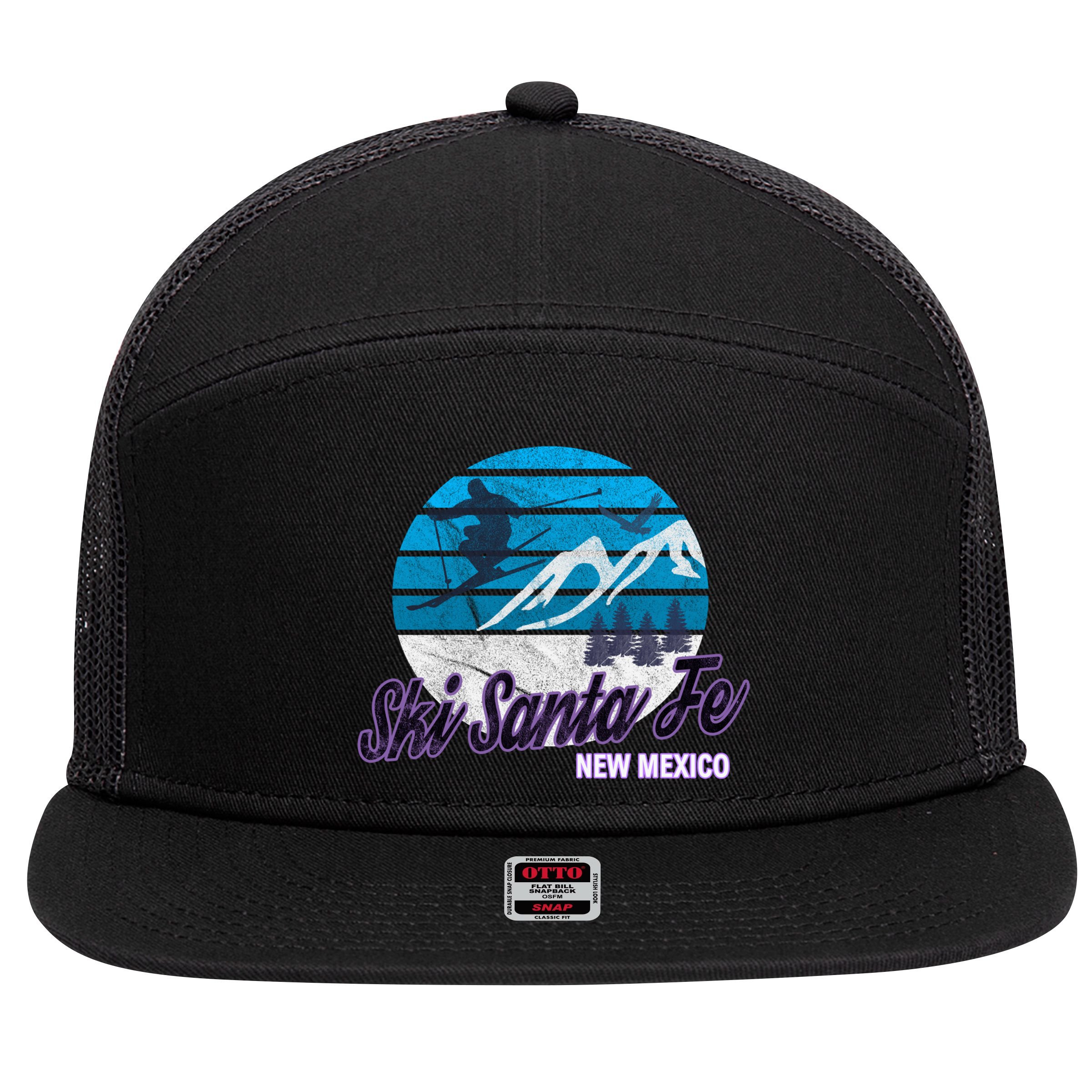 Ski Santa Fe New Mexico Usa Ski Resort Snowboarding Skiing Gift 7 Panel Mesh Trucker Snapback Hat