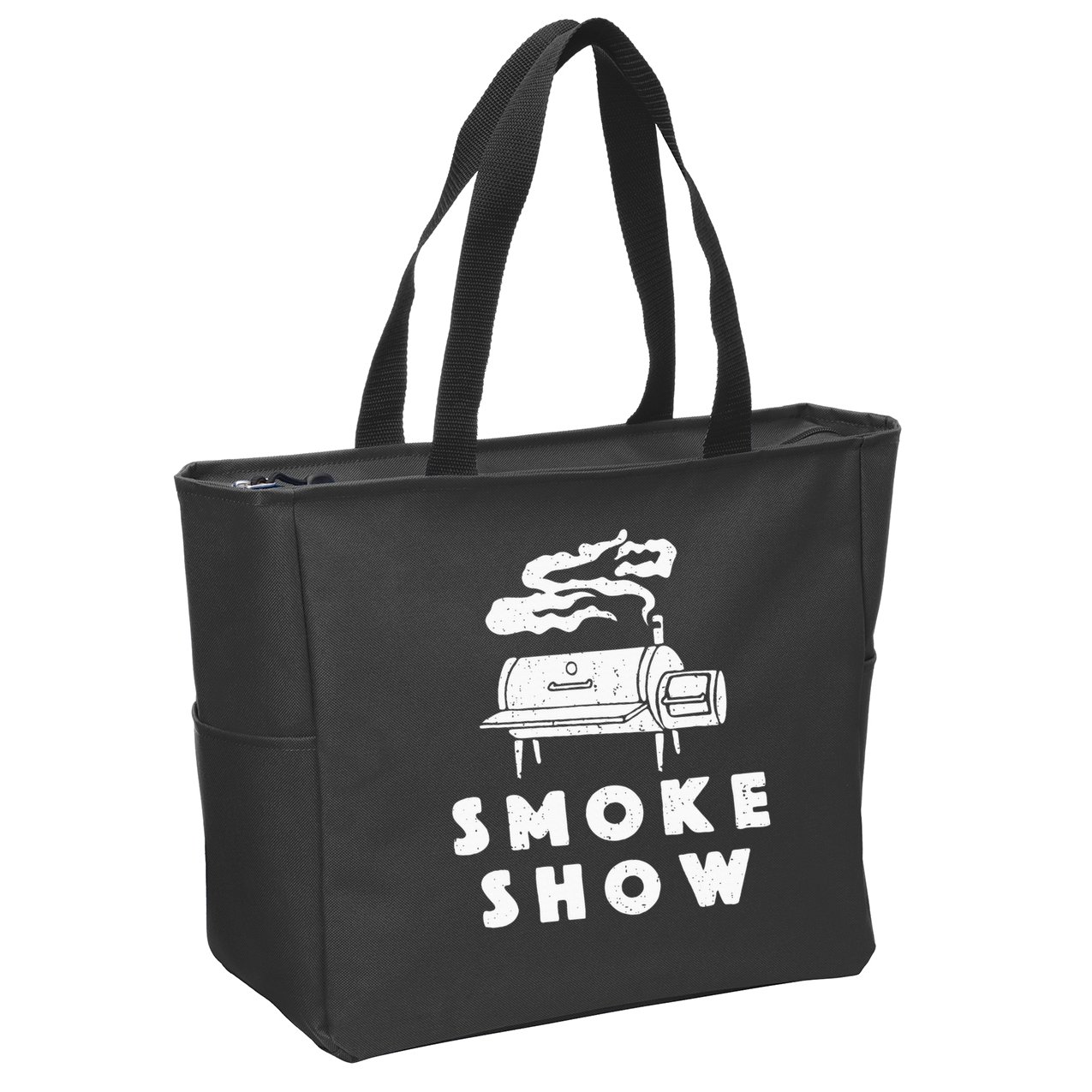 Smoke Show Funny BBQ Grilling Meat Grill Burnt Ends Barbecue Zip Tote Bag