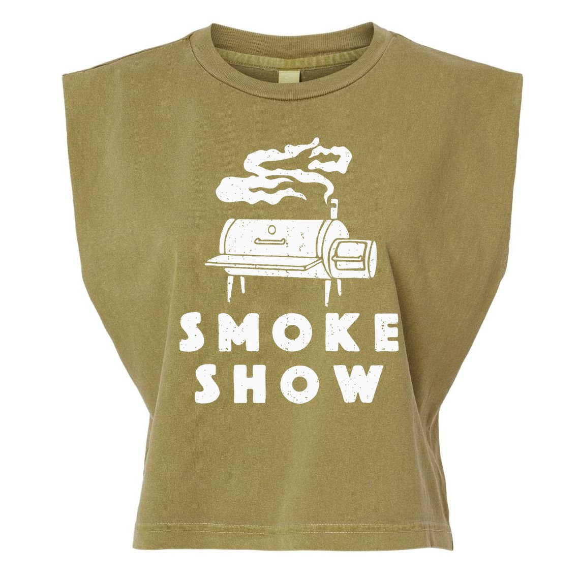 Smoke Show Funny BBQ Grilling Meat Grill Burnt Ends Barbecue Garment-Dyed Women's Muscle Tee