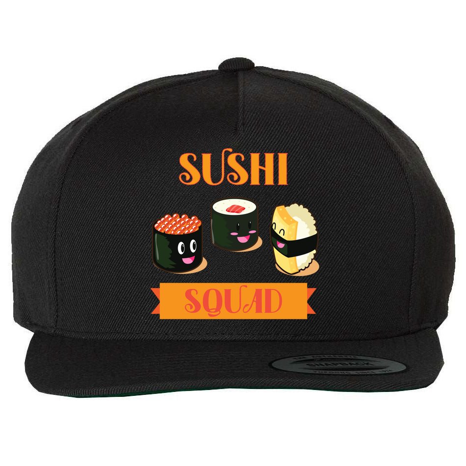 Sushi Squad Funny Sushi Lover Meaningful Gift Wool Snapback Cap