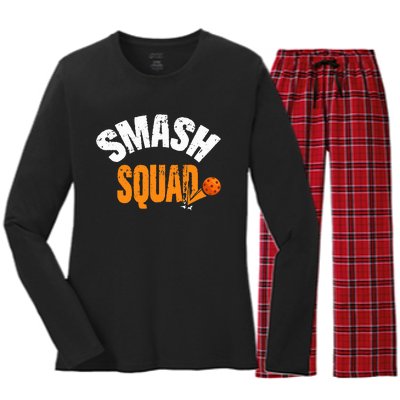 Smash Squad Funny Pickleball Player Pickleball Game Day Women's Long Sleeve Flannel Pajama Set 