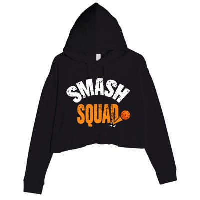 Smash Squad Funny Pickleball Player Pickleball Game Day Crop Fleece Hoodie