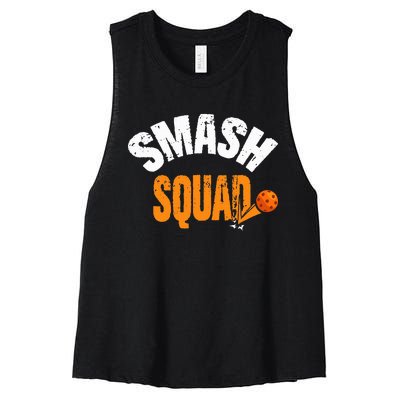 Smash Squad Funny Pickleball Player Pickleball Game Day Women's Racerback Cropped Tank