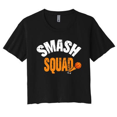 Smash Squad Funny Pickleball Player Pickleball Game Day Women's Crop Top Tee