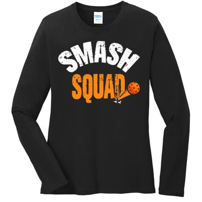 Smash Squad Funny Pickleball Player Pickleball Game Day Ladies Long Sleeve Shirt