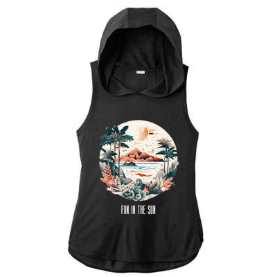 Summer Saying Fun In The Sun Tropical Beach Vacation Gift Ladies PosiCharge Tri-Blend Wicking Draft Hoodie Tank