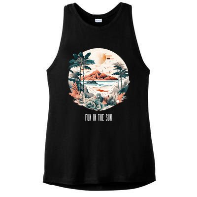 Summer Saying Fun In The Sun Tropical Beach Vacation Gift Ladies PosiCharge Tri-Blend Wicking Tank