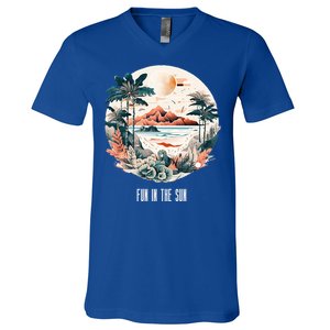 Summer Saying Fun In The Sun Tropical Beach Vacation Gift V-Neck T-Shirt