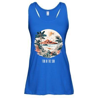 Summer Saying Fun In The Sun Tropical Beach Vacation Gift Ladies Essential Flowy Tank