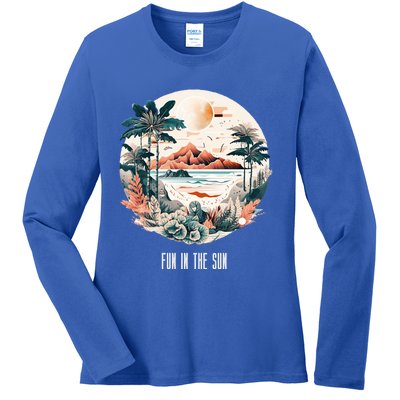 Summer Saying Fun In The Sun Tropical Beach Vacation Gift Ladies Long Sleeve Shirt