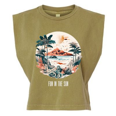 Summer Saying Fun In The Sun Tropical Beach Vacation Gift Garment-Dyed Women's Muscle Tee