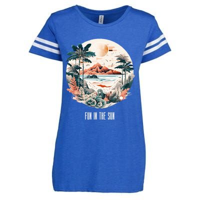 Summer Saying Fun In The Sun Tropical Beach Vacation Gift Enza Ladies Jersey Football T-Shirt