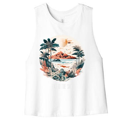 Summer Saying Fun In The Sun Tropical Beach Vacation Gift Women's Racerback Cropped Tank