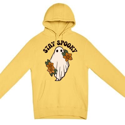 Stay Spooky Floral Ghost Funny Halloween Spooky Season Boo Funny Gift Premium Pullover Hoodie