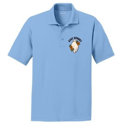 Stay Spooky Floral Ghost Funny Halloween Spooky Season Boo Funny Gift PosiCharge RacerMesh Polo