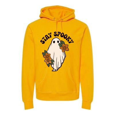 Stay Spooky Floral Ghost Funny Halloween Spooky Season Boo Funny Gift Premium Hoodie