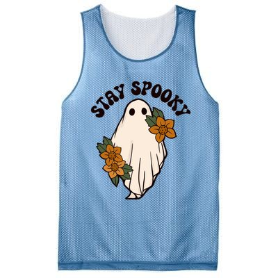 Stay Spooky Floral Ghost Funny Halloween Spooky Season Boo Funny Gift Mesh Reversible Basketball Jersey Tank