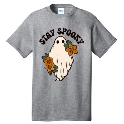 Stay Spooky Floral Ghost Funny Halloween Spooky Season Boo Funny Gift Tall T-Shirt