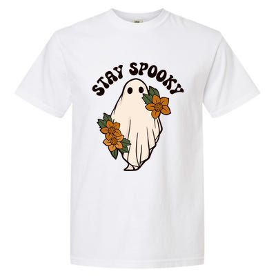 Stay Spooky Floral Ghost Funny Halloween Spooky Season Boo Funny Gift Garment-Dyed Heavyweight T-Shirt