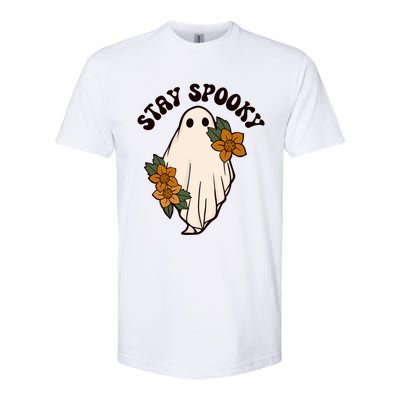 Stay Spooky Floral Ghost Funny Halloween Spooky Season Boo Funny Gift Softstyle CVC T-Shirt