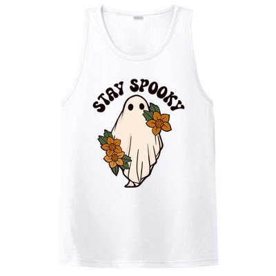 Stay Spooky Floral Ghost Funny Halloween Spooky Season Boo Funny Gift PosiCharge Competitor Tank