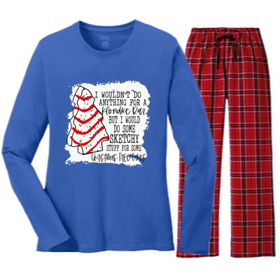 Sketchy Stuff for Some Christmas Tree Cakes Classic  Women's Long Sleeve Flannel Pajama Set 