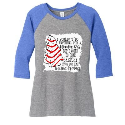 Sketchy Stuff for Some Christmas Tree Cakes Classic  Women's Tri-Blend 3/4-Sleeve Raglan Shirt